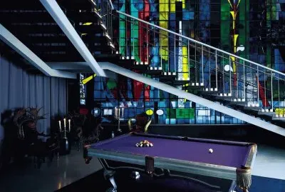 Antique Pool Table in Purple Bar