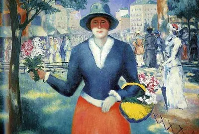 Malevitch la fille aux fleurs