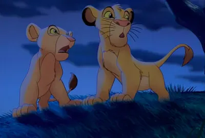 Simba and Nala scared