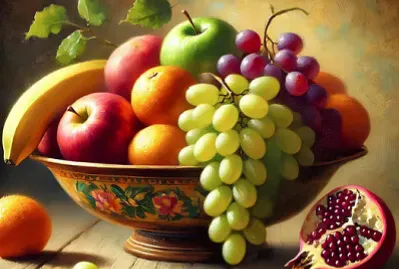 Grappes de raisins mûrs et fruits