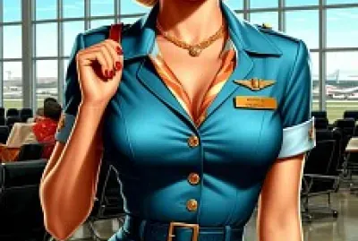 Pin-up girl in stewardess costume