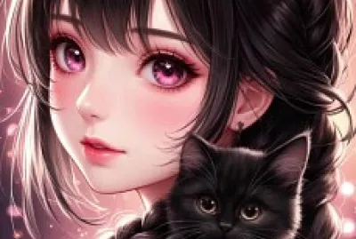 Girl with a cat AI