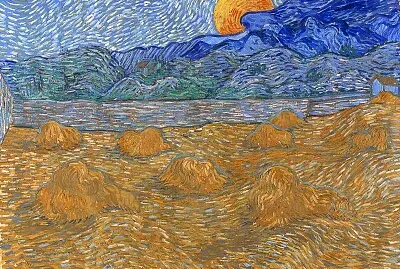 Landscape with Wheat Sheaves and Rising Moon