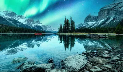 Aurora Boreal en lago jigsaw puzzle