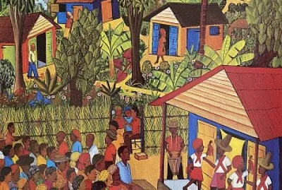 théâtre dans le village haïtien