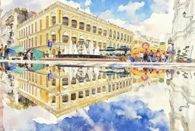 議事亭前地的雨後倒影