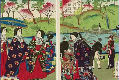 Utagawa jardin de Yasukuni 1882