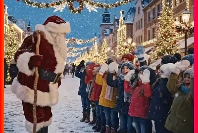 Papa Noël avec des enfants