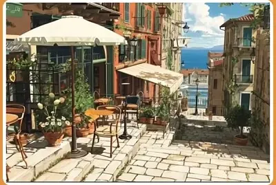 Italie, ruelle donnant sur la mer