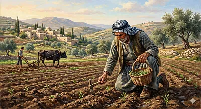 فلاح يزرع ارضه