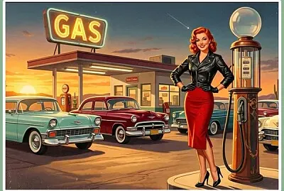 Station essence dans les années 50/60