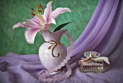 Lily with Purple Drape