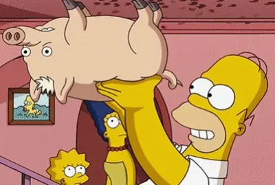 homero ayuda al puerco a escalar