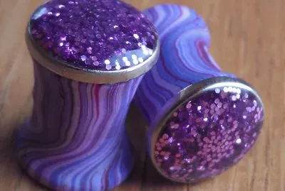 Purple Swirl Plug Earrings