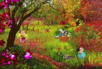 niÃ±os entre las flores