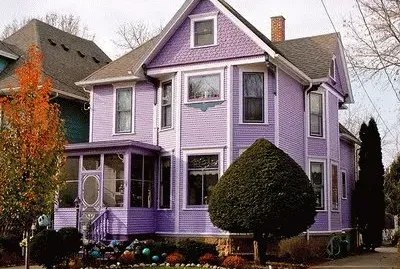 Purple House with Bowling Balls