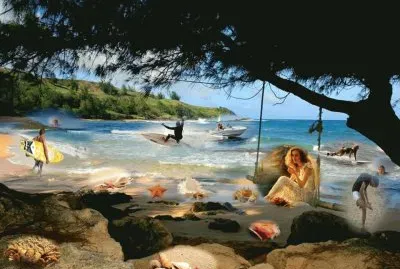 playa concurrida jigsaw puzzle
