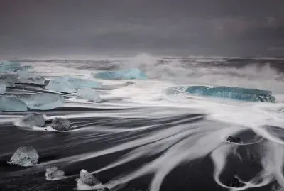 waves on beach Iceland