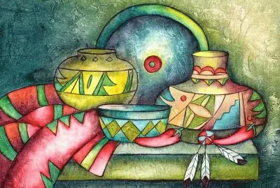 hand painted pottery canvas