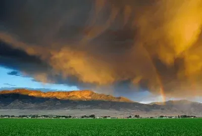 storm over cornfield