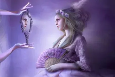 Reflections of Magical Fan Woman