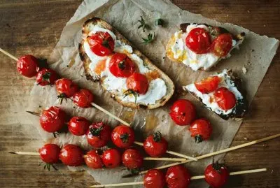 roasted tomatoes and goat cheese