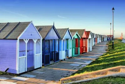 Colourful beach huts