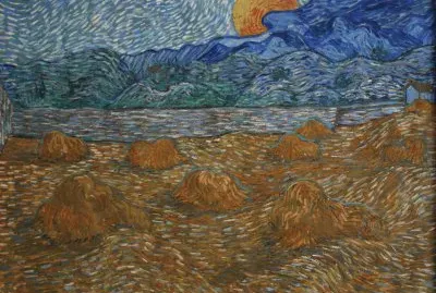 Van Gogh:  wheat sheaves and rising moon