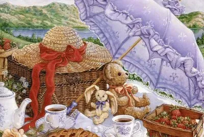 A Beary Purple Picnic-Art jigsaw puzzle