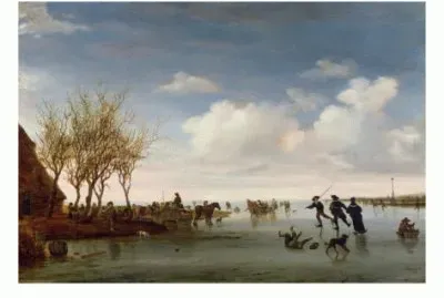 פאזל של Salomon van Ruisdael  Landscape with skaters