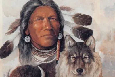 פאזל של Indian with Wolf