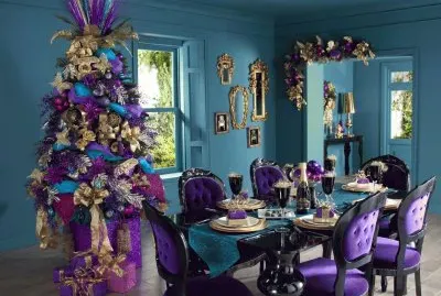 Purple Christmas Dining Room