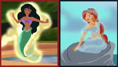 Jasmine as Ariel + Ariel as Jasmine