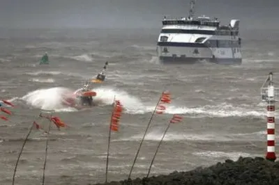 Storm near Harlingen  the Netherlands