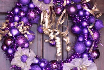 Purple and Gold Christmas Wreath