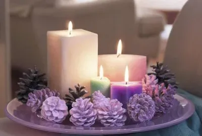 Christmas Candles   Lavender Pine Cones