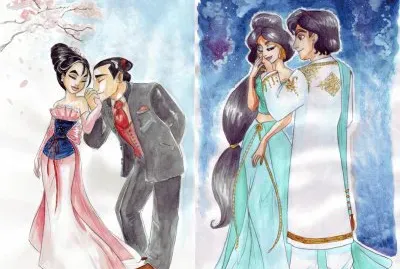 Mulan + Fang  Jasmine + Aladdin
