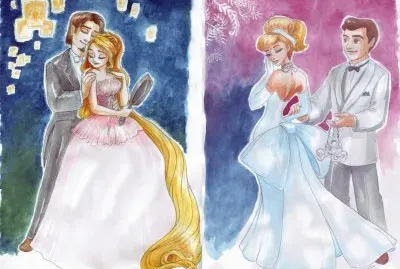 Rapunzel + Eugene   Cinderella + prince