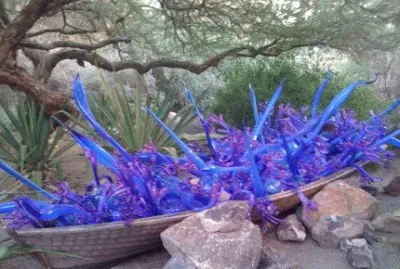 Blue and Purple Garden Glass Art jigsaw puzzle