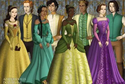 Belle Jasmine Tiana Rapunzel and princes
