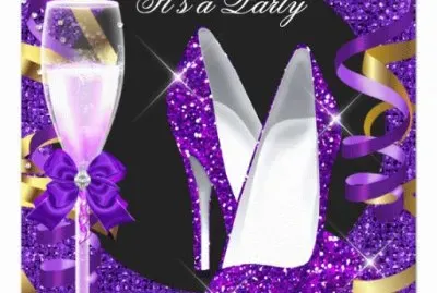 Purple Glitter Party Invitation jigsaw puzzle