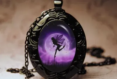 Oval Purple Fairy Necklace