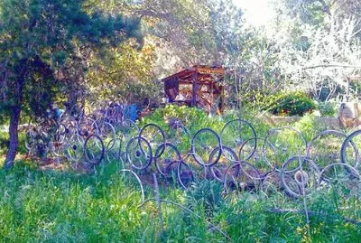 Purple Bike Wheels Fence