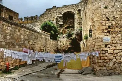 Road Block Laundry in the Village   Greece