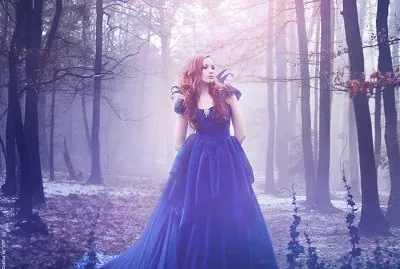 Woman in Misty Forest