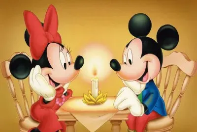 Romantic Minnie and Mickey Mouse