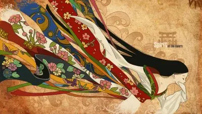Wearing a colorful Kimono