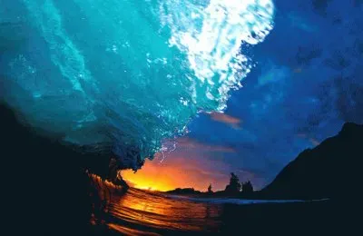 Inside a Wave at Sunrise