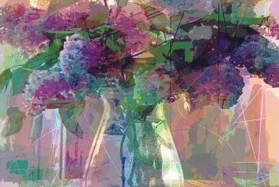 Lilac Cutting Glass Painting-Art