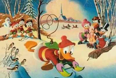 Donald Duck during the Wintersport jigsaw puzzle